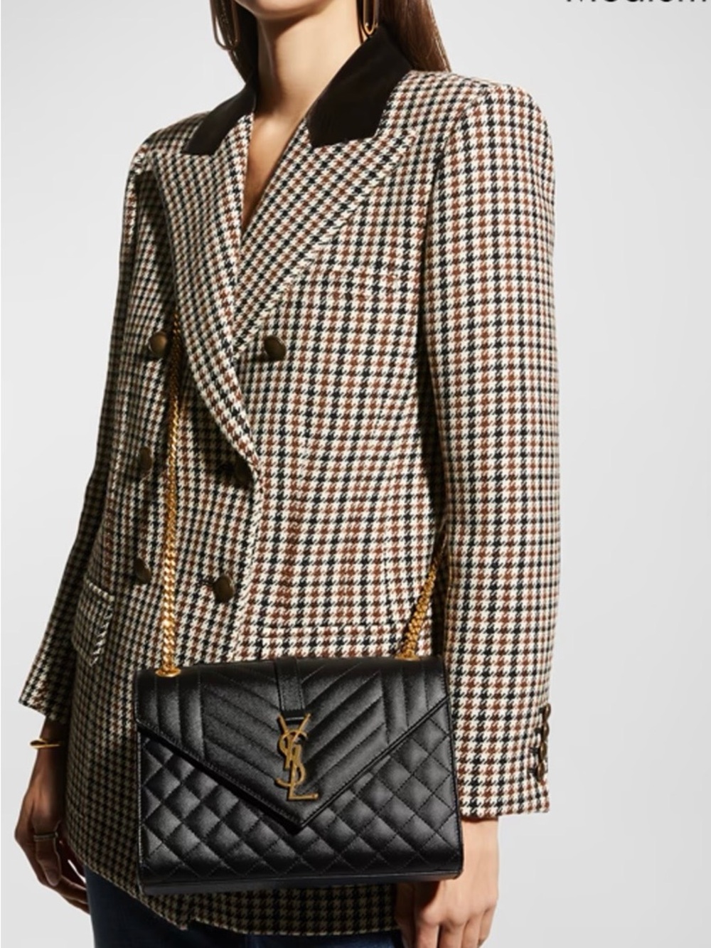 SAINT LAURENT ENVELOPE BAG MEDIUM 
IN QUILTED GRAIN DE POUDRE EMBOSSED LEATHER - Picture 16 of 16